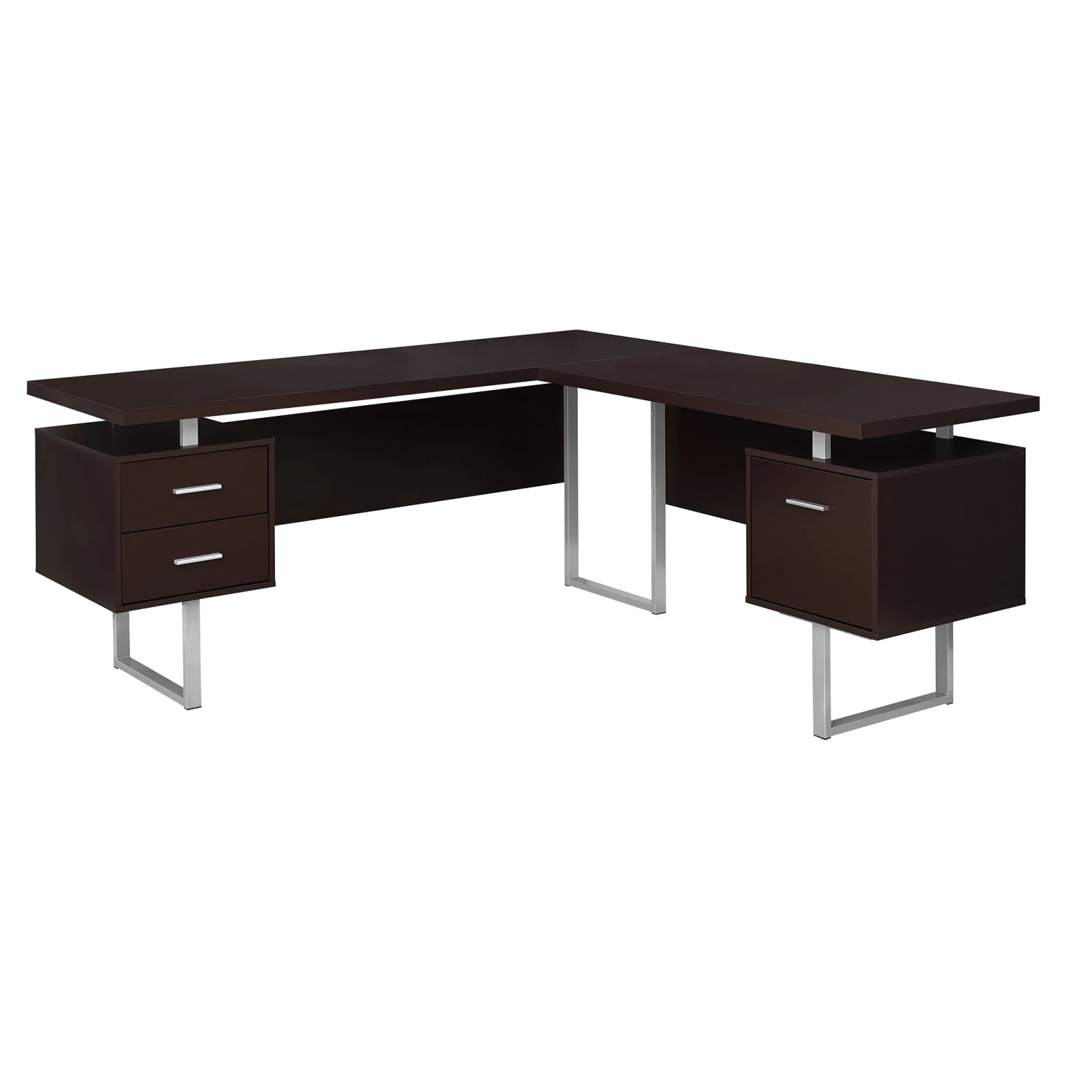 Reversible 71" Desk In Espresso & Silver 2 Reversible 71" Desk In Espresso & Silver - Image 2