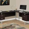 Reversible 71" Desk In Espresso & Silver