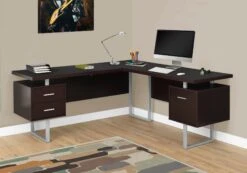 Reversible 71" Desk In Espresso & Silver