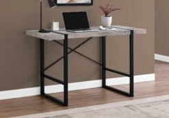 Boxcar Desk In Distressed Taupe Wood And Black