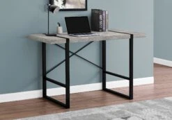 Boxcar Desk In Distressed Gray Wood And Black
