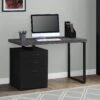 47" Reversible Gray Woodgrain Desk With Black Frame