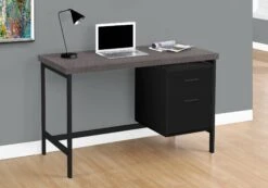 47" Desk In Gray & Black With File Cabinet