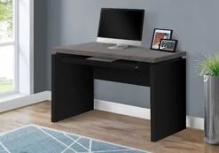 47" Gray & Black Desk With Sliding Keyboard Tray