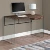 47" Glass & Reclaimed Brown Wood Desk With Drawer
