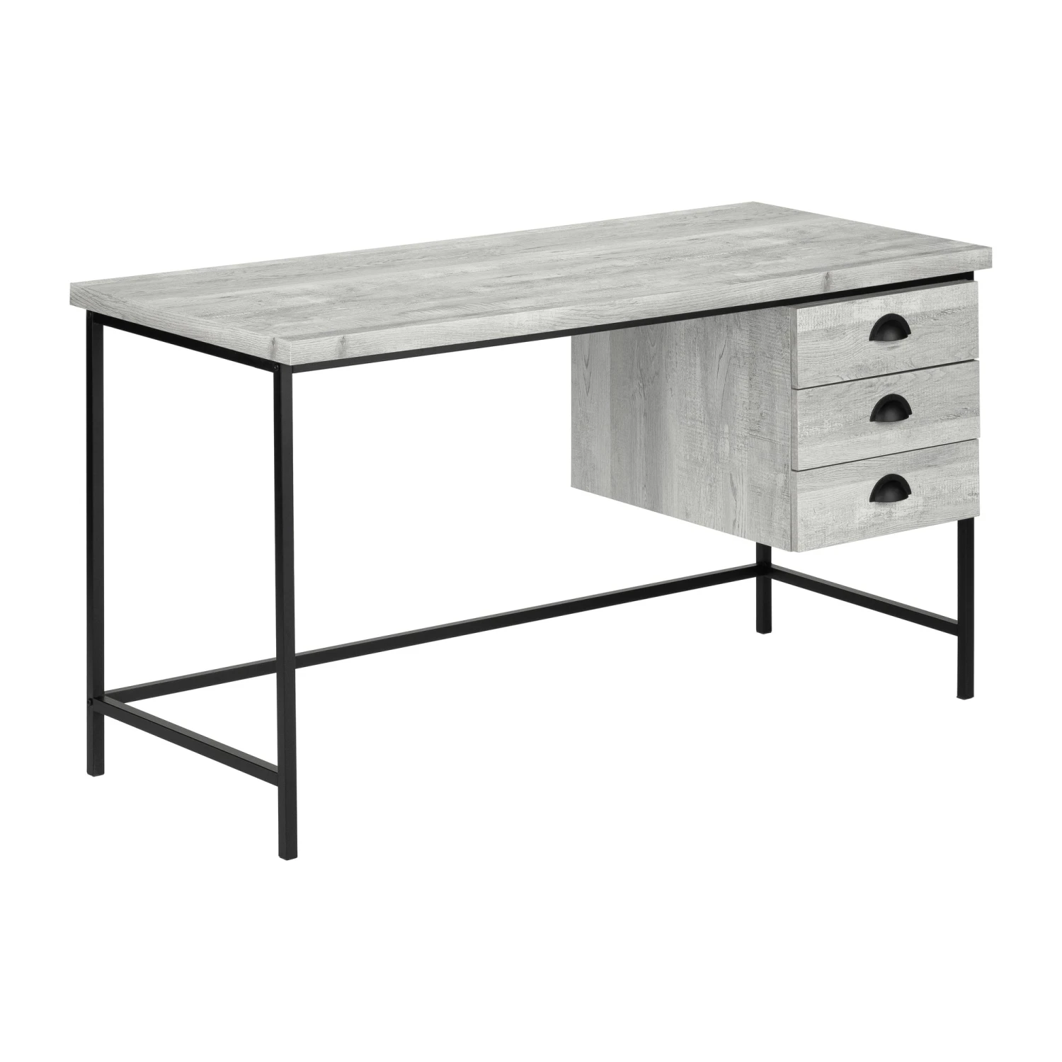 55" Gray Reclaimed Wood Desk With Suspended Cabinet 2 55" Gray Reclaimed Wood Desk With Suspended Cabinet - Image 2