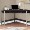 42" Espresso And Silver Corner Desk