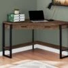 42" Reclaimed Brown Wood And Black Corner Desk