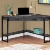 42" Reclaimed Black Wood And Frame Corner Desk