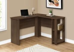 Walnut 47" L-Shaped Computer Desk With Storage