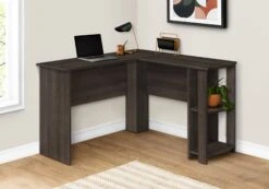 Oak 47" L-Shaped Computer Desk With Storage