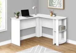 White 47" L-Shaped Computer Desk With Storage