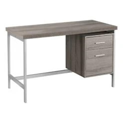 Sleek Dark Taupe 47" Office Desk W/ 2 Drawers