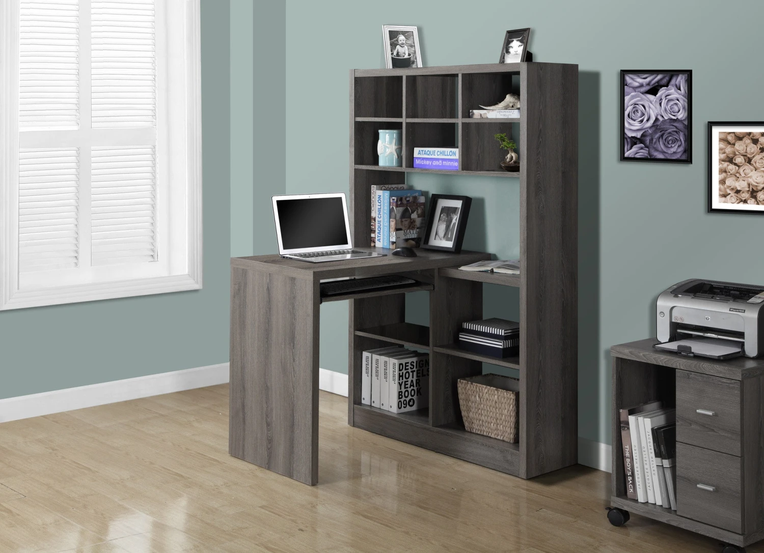 Modern Dark Taupe Desk & Bookcase Combination 1 Modern Dark Taupe Desk & Bookcase Combination