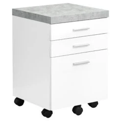 Modern White Filing Cabinet W/ Cement Look