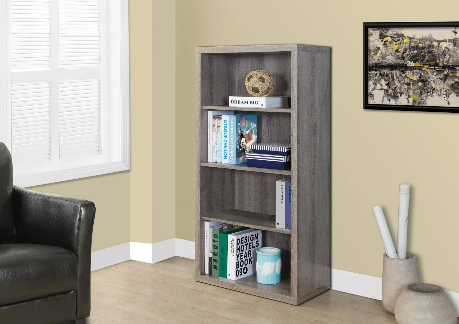 Modern Dark Taupe Desk & Bookcase Combination 3 Modern Dark Taupe Desk & Bookcase Combination - Image 3