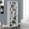 Modern 72" Tall White Bookcase From Monarch