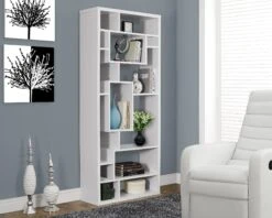 Modern 72" Tall White Bookcase From Monarch