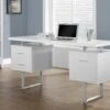 Modern 60" Desk With Floating Top & File Drawer In White