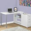Modern White L-Shaped Desk With Drawers & Shelving