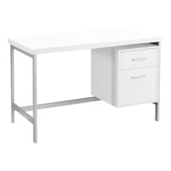 Sleek White 47" Office Desk W/ 2 Drawers