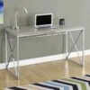 48" Dark Taupe Office Desk With Sleek Chrome Frame