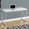 48" White Office Desk With Sleek Chrome Frame