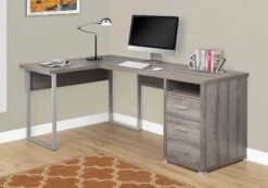 Versatile Dark Taupe 79" Corner Office Desk W/ Drawers
