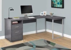 Versatile Gray 79" Corner Office Desk W/ Drawers