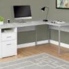 Versatile White & Cement 79" Corner Office Desk W/ Drawers