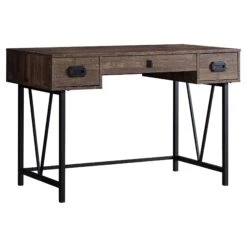 48" Brown Woodgrain Office Desk W/ V Design Base