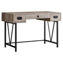 48" Taupe Woodgrain Office Desk W/ V Design Base