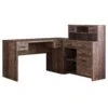 63" Brown Woodgrain L-Shaped Office Desk & Storage Area In One
