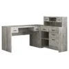 63" Gray Woodgrain L-Shaped Office Desk & Storage Area In One