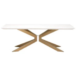 Star 87" Ivory Concrete & Brass Executive Desk Or Meeting Table