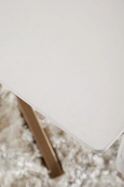 Star 87" Ivory Concrete & Brass Executive Desk Or Meeting Table -Home Decor Shop IndustryDiningTable IvoryConcrete 2 02