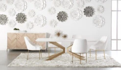 Star 87" Ivory Concrete & Brass Executive Desk Or Meeting Table -Home Decor Shop IndustryDiningTable IvoryConcrete 3 01