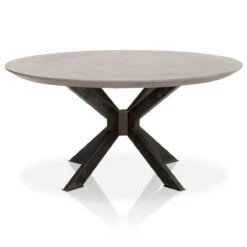 Star 60" Ash Gray Concrete & Distressed Iron Circular Meeting Table