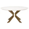 Star 60" Ivory Concrete & Brass Circular Meeting Table
