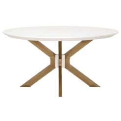 Star 60" Ivory Concrete & Brass Circular Meeting Table -Home Decor Shop IndustryRoundDiningTable IvorySealedConcrete 1 03