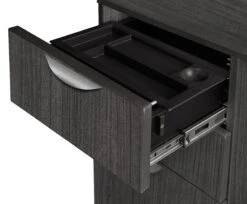 Premium Ash Gray U-shaped Desk With Locking Pedestal & Wire Management -Home Decor Shop Inside Drawer AG