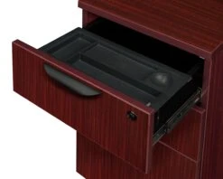 Premium Mahogany U-shaped Desk With Locking Pedestal & Wire Management -Home Decor Shop Inside Drawer MH