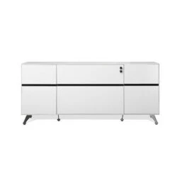Unique Modern White Lacquer 73" Credenza
