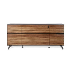 Unique Modern 73" Storage Credenza In Zebrano Wood Finish