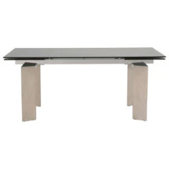 Star 71" - 107" Smoked Gray Glass Conference Table With Natural Gray Ash Legs -Home Decor Shop JettExtensionDiningTable NaturalGray 1 02