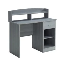 41" Desk With Raised Shelf & Underdesk Storage In Gray 5 41" Desk With Raised Shelf & Underdesk Storage In Gray -Home Decor Shop JqeISz4g