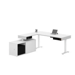 71" Adjustable Standing Desk In Black & White With Credenza -Home Decor Shop K0SjTB23jRPN6lyEYg8MTGCMyp8pm7p3