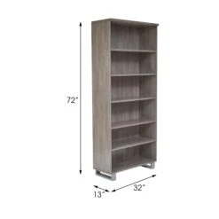 Unique 31.5" X 71.5" Modern Grey Bookcase With Steel Adjustable Legs 7 Unique 31.5" X 71.5" Modern Grey Bookcase With Steel Adjustable Legs -Home Decor Shop K101 GREY dim