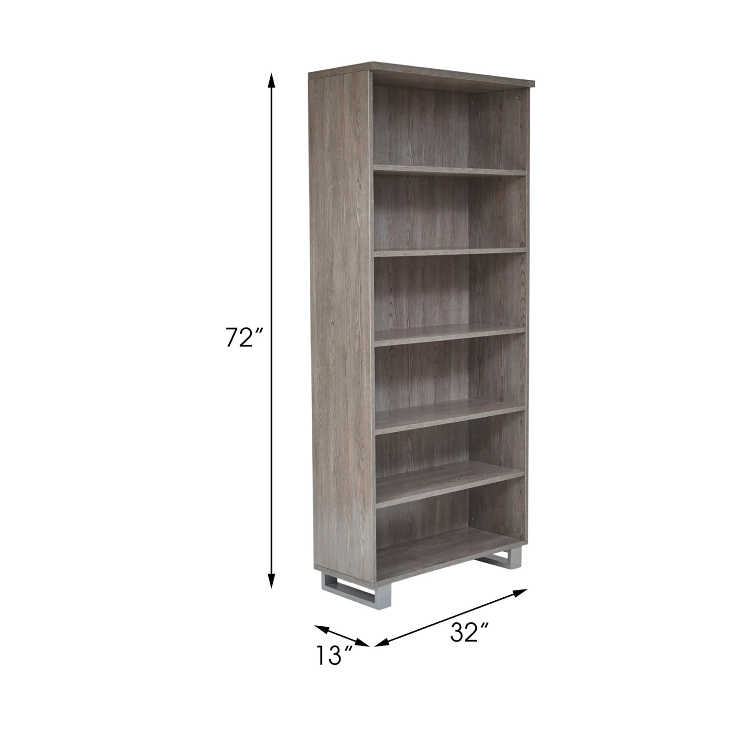 Unique 31.5" X 71.5" Modern Grey Bookcase With Steel Adjustable Legs 4 Unique 31.5" X 71.5" Modern Grey Bookcase With Steel Adjustable Legs - Image 4