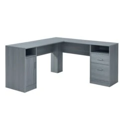 60" Gray L-Desk With Dual Cabinets -Home Decor Shop K4E JoxA